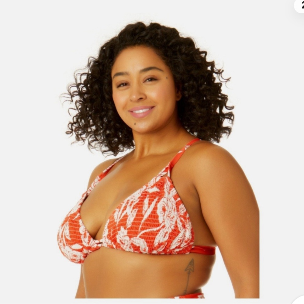 Women's Sandy Blooms Time and Tru 3x 1x Smocked Bikini Top NWOT
